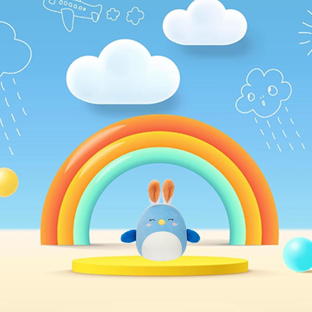 سكويشمالوز لعبة محشوة 7.5 إنش، بيبي الطائر، للجنسين، من عمر 3 إلى 4 سنوات