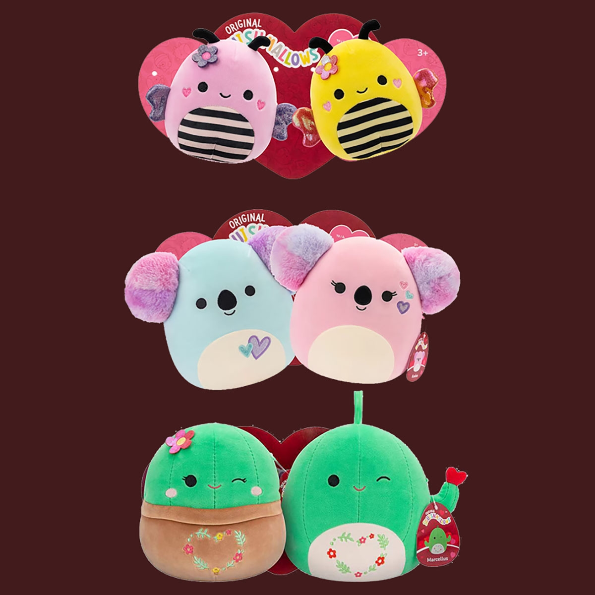 Squishmallows 7.5″ Cactus & Marcelluis Assorted Plush Toy Unisex, 3-4 Years, Pack of 2