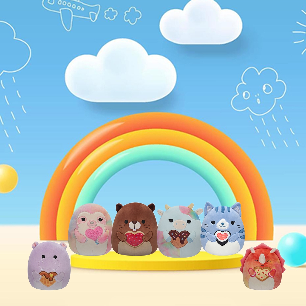 سكويشمالوز 7.5 إنش عيد الحب 3D دمية محشوة منوعة للجنسين، 3-4 سنوات