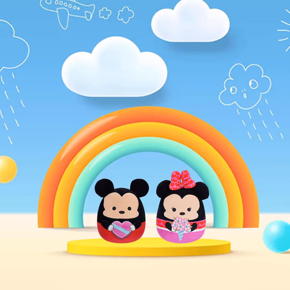 Squishmallows 8″ Mickey & Minnie Mouse Plush Toy Unisex, 3-4 Years, Pack of 2