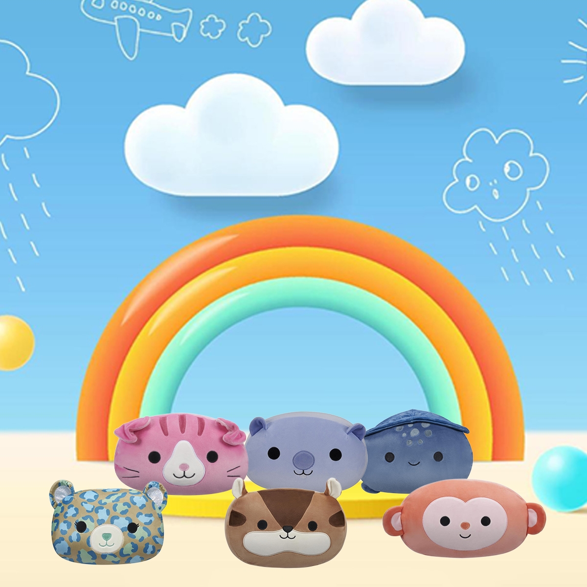 سكويشمالوز لعبة محشوة قابلة للتكديس 12 إنش SQCR05455، متنوعة، للجنسين، من عمر 3 إلى 4 سنوات