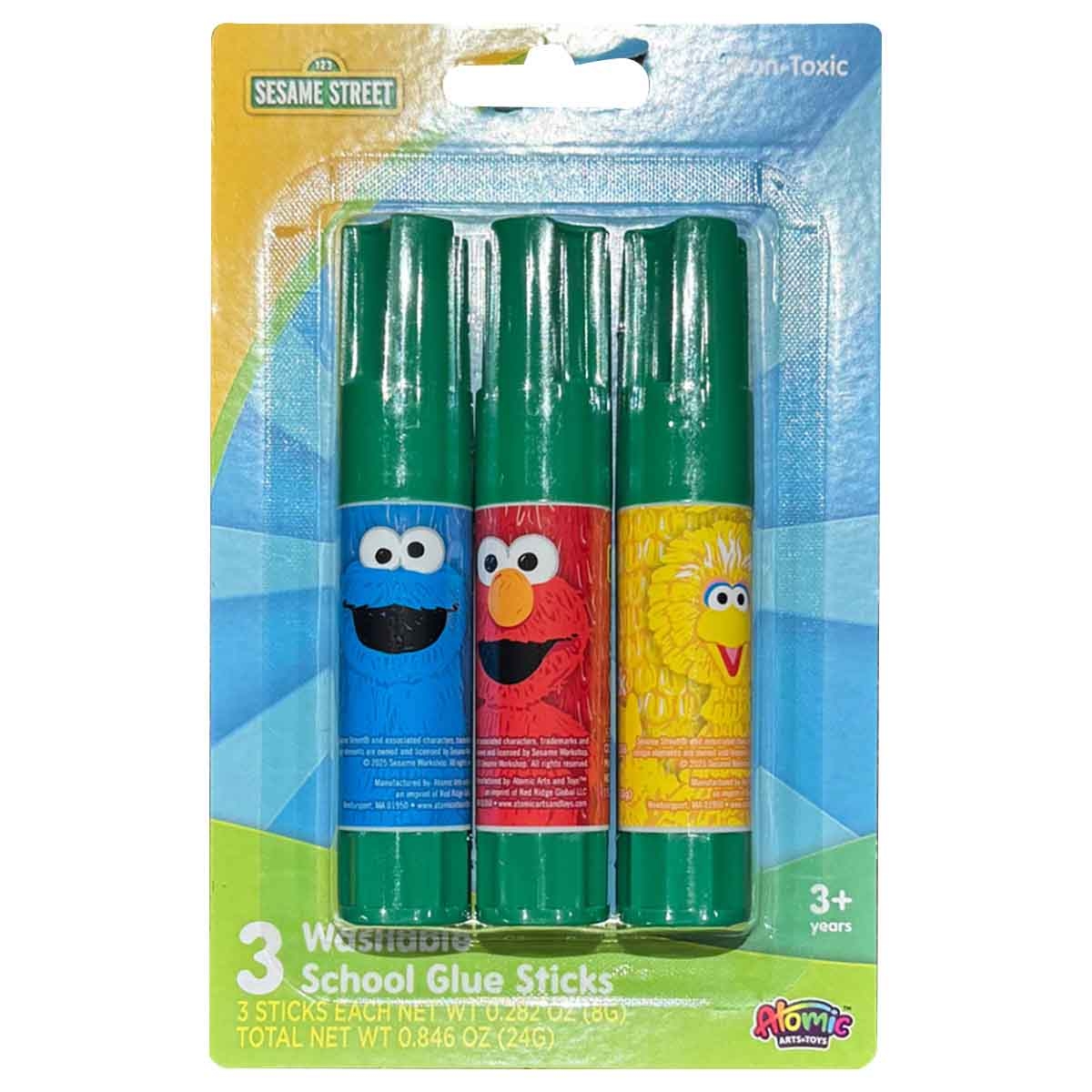 سيزام ستريت 3 عصي غراء قابلة للغسل، للجنسين، للأعمار من 3 إلى 4 سنوات