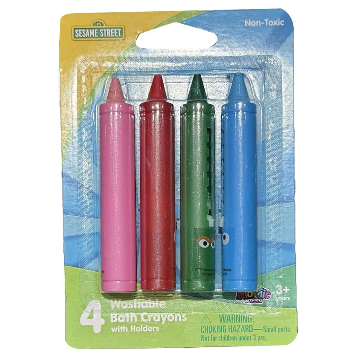 سيزام ستريت أقلام شمع قابلة للغسل للاستحمام مكونة من 10 ألوان، للجنسين، للأعمار من 3 إلى 4 سنوات