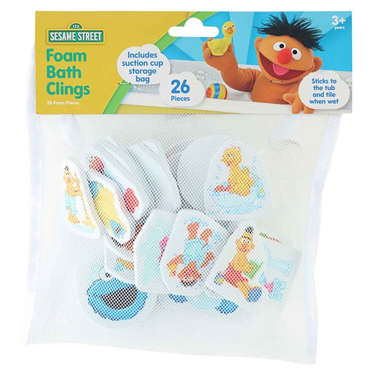 Sesame Street 26-Piece Bath Stickers Mesh Bag Unisex, 3-4 Years