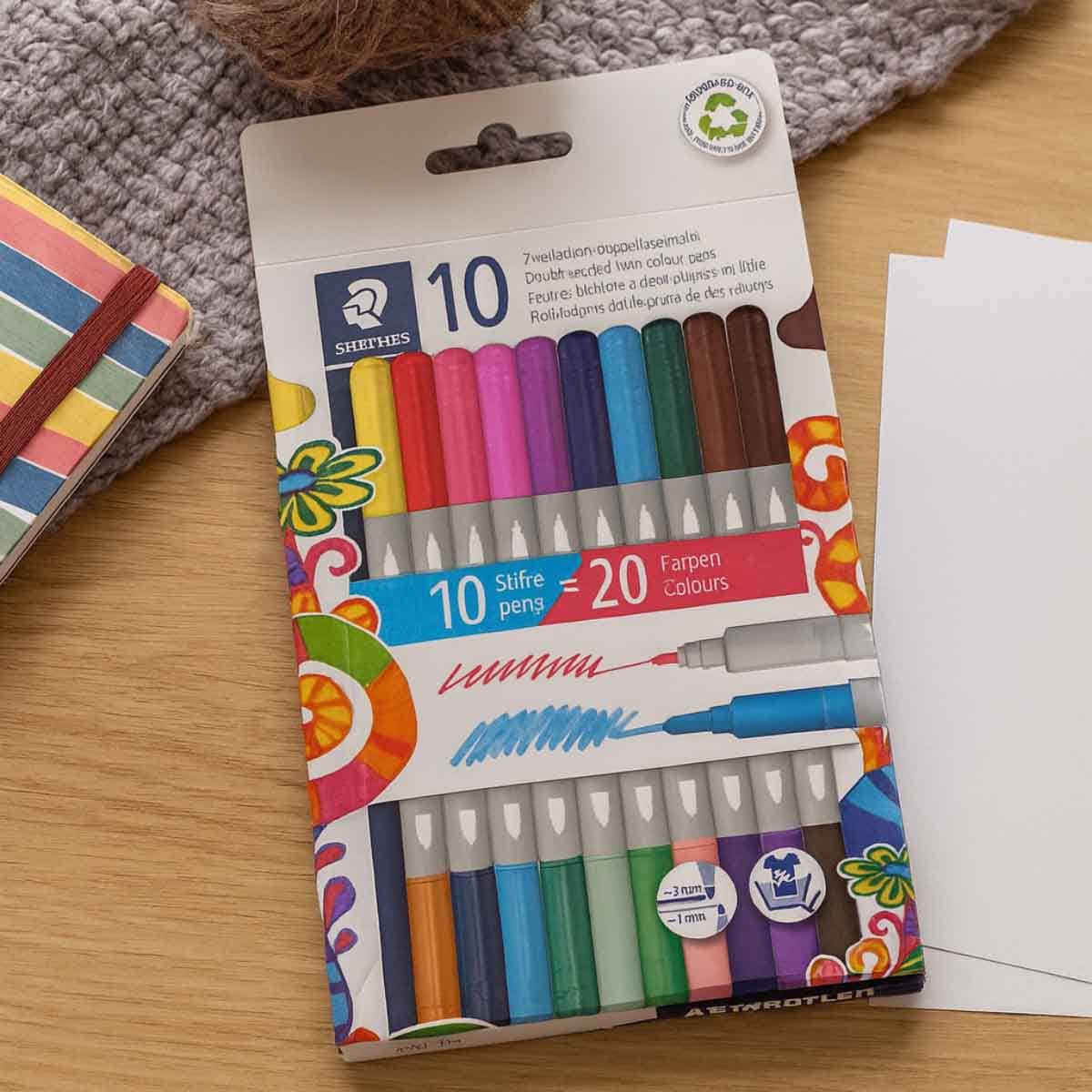 Staedtler Double Ended Fibre Tip Pen Unisex, 3-4 Years, Pack of 10