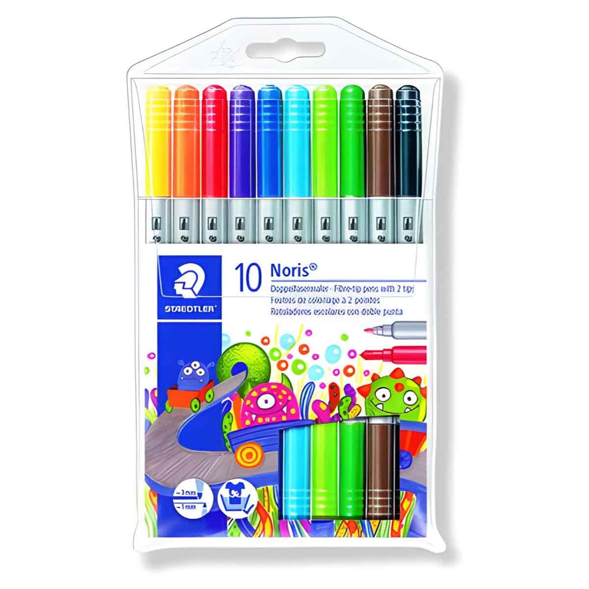 Staedtler Fibre Tip Pens with 2 Tips Unisex, 3-4 Years, Pack of 10