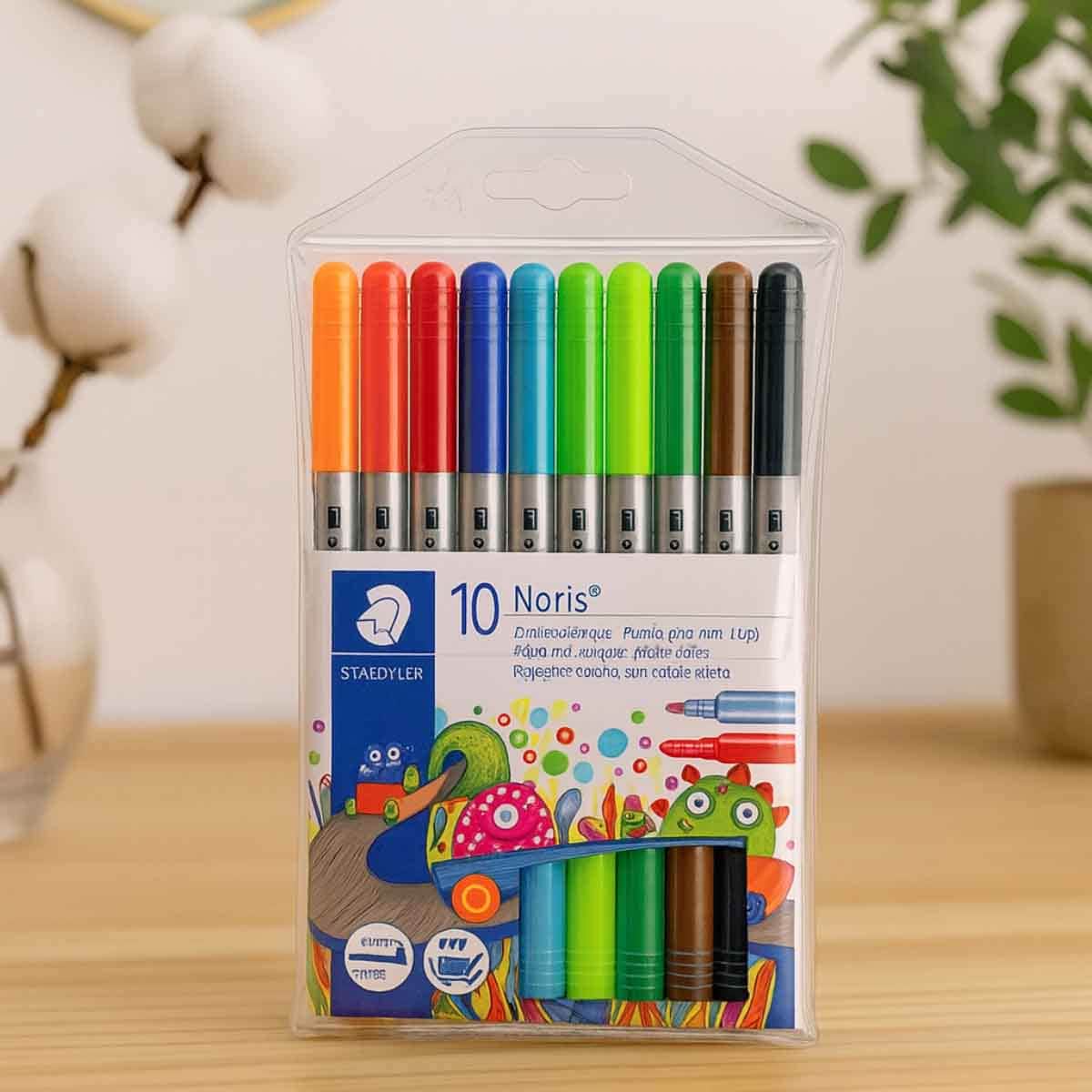 Staedtler Fibre Tip Pens with 2 Tips Unisex, 3-4 Years, Pack of 10