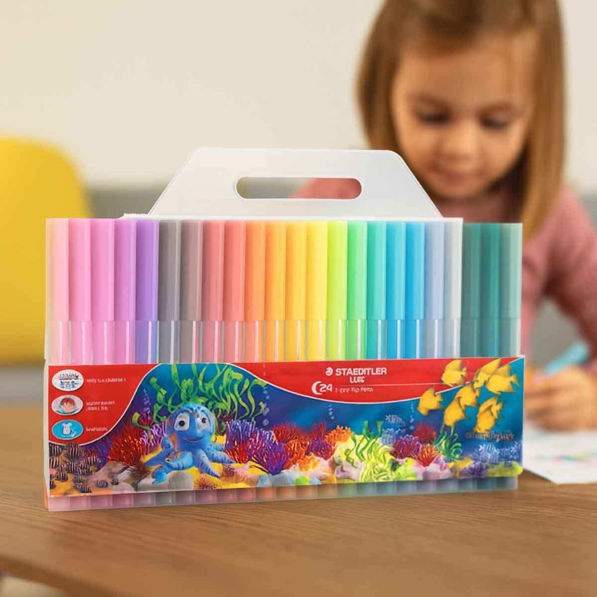 ستيدلر أقلام ليفية لونا مجموعة من 24 (3-4 سنوات)