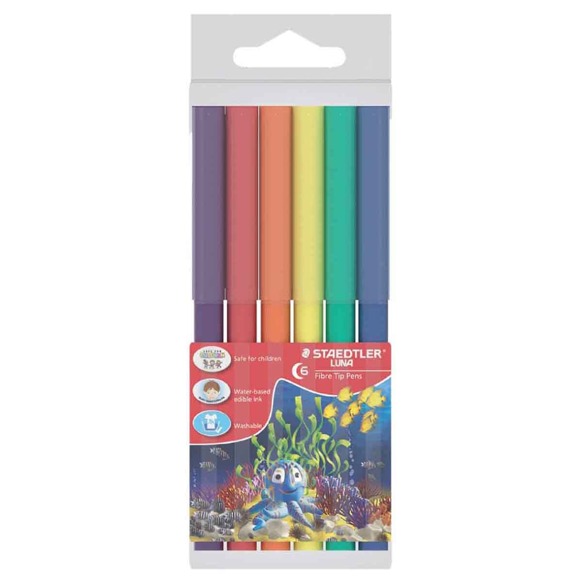 Staedtler Luna Fibre Tipped Pen Unisex, 3-4 Years, Pack of 6