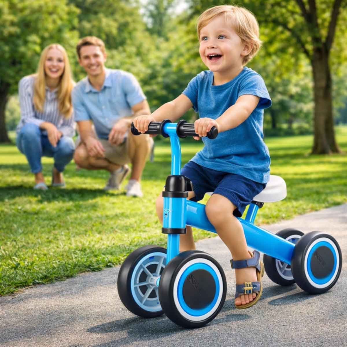 ستارمارز دراجة توازن ركوب يدوية للأطفال 4 عجلات للأطفال للجنسين، 3-4 سنوات