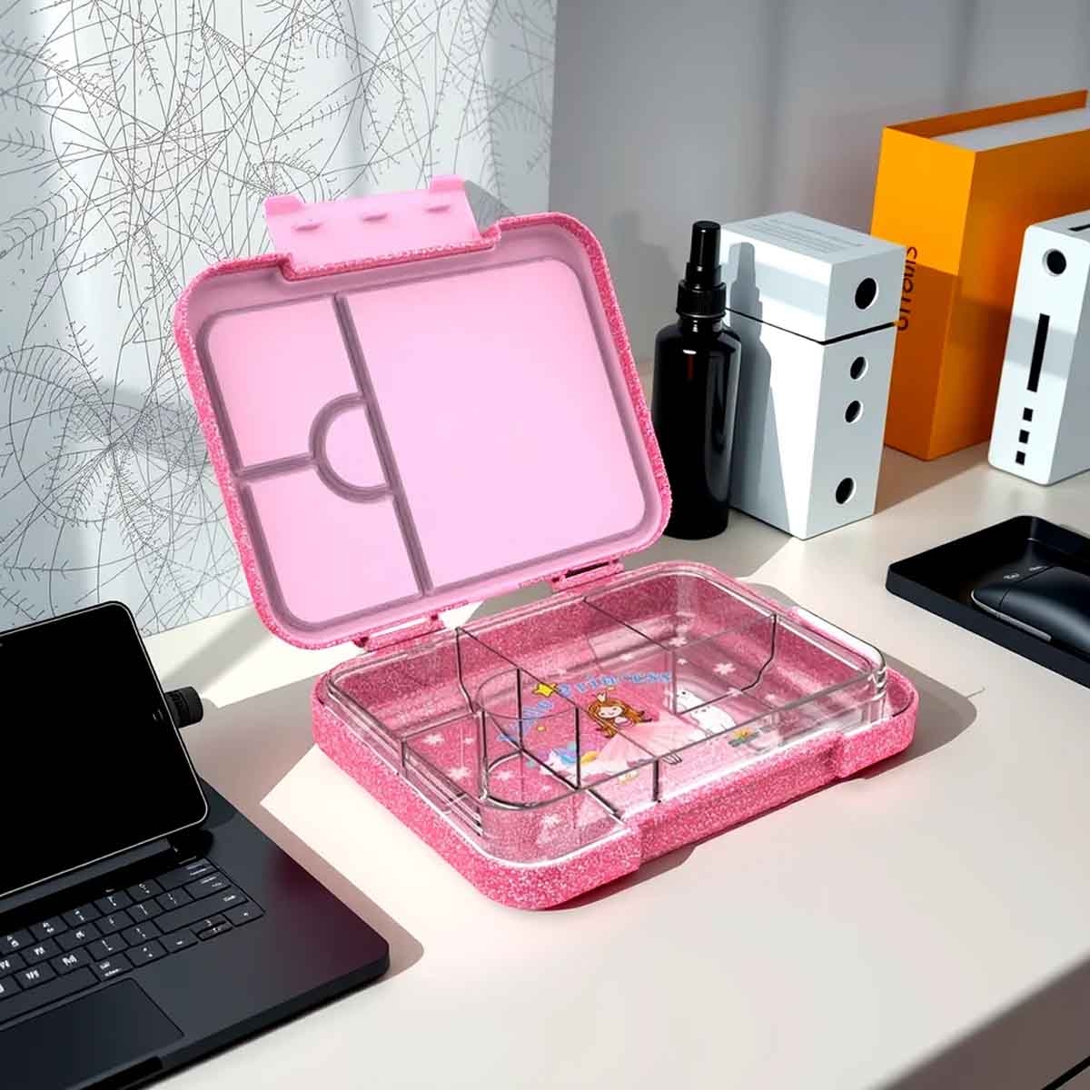 ستارمارز صندوق غداء بنتو لامع بتصميم الأميرة الصغيرة سعة 1195 مل للبنات، من 3 إلى 4 سنوات