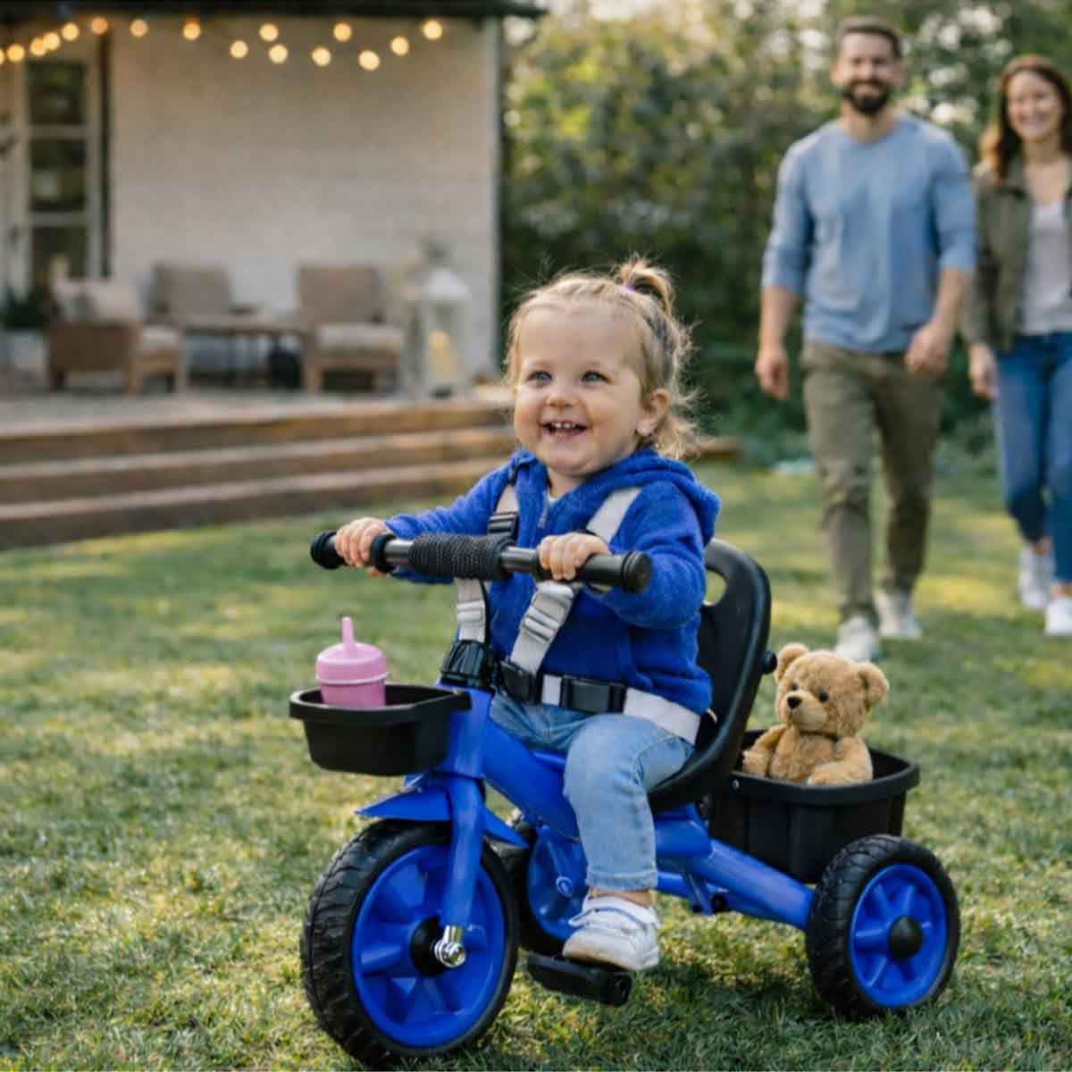 StarMarz Blue 3-Wheel Manual Ride-On Toy Tricycle Unisex, 3-4 Years