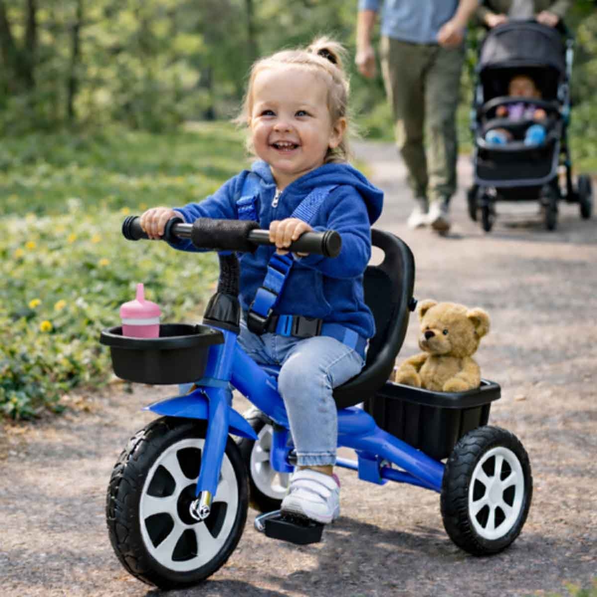 StarMarz Blue Kids 3-Wheel Manual Ride-On Tricycle Unisex, 3-4 Years