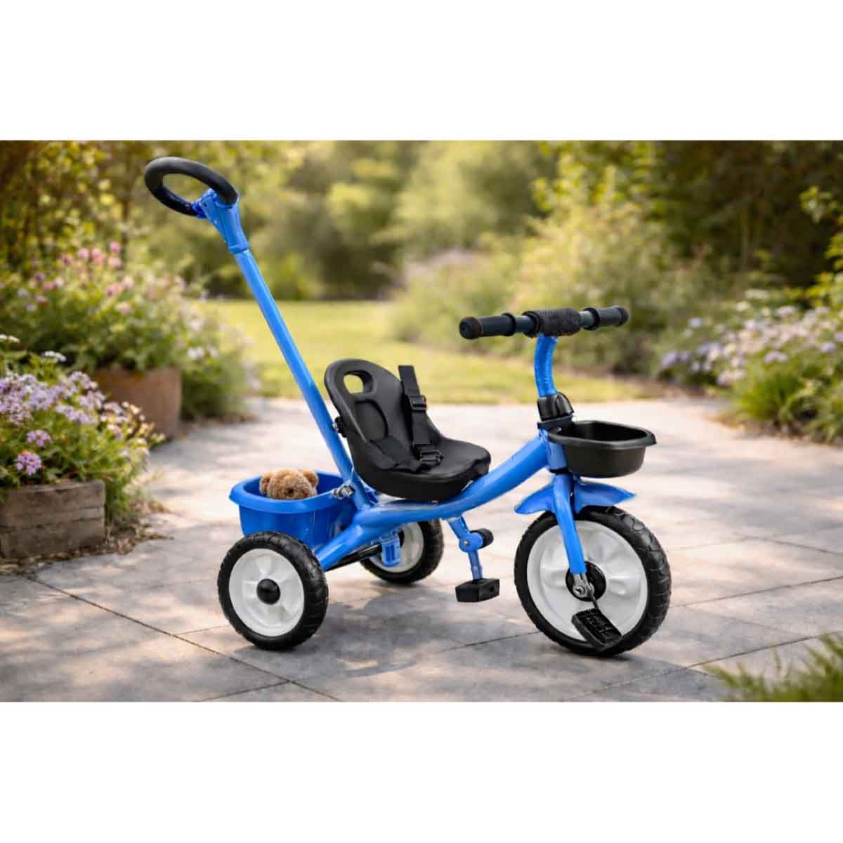 StarMarz Blue Kids Manual Ride-On Tricycle with Push Handle Unisex, 3-4 Years