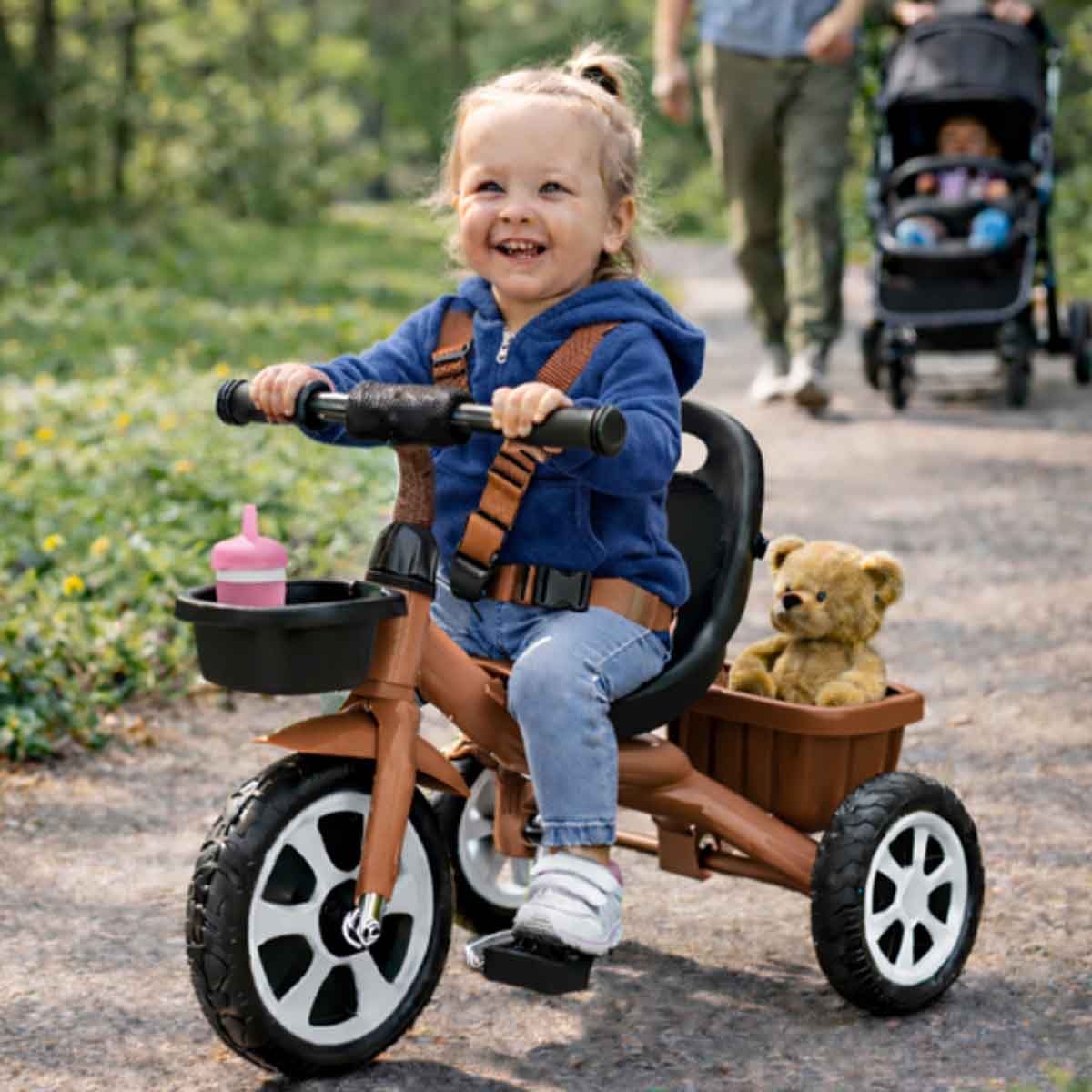 StarMarz Brown Kids 3-Wheel Manual Ride-On Tricycle Unisex, 3-4 Years