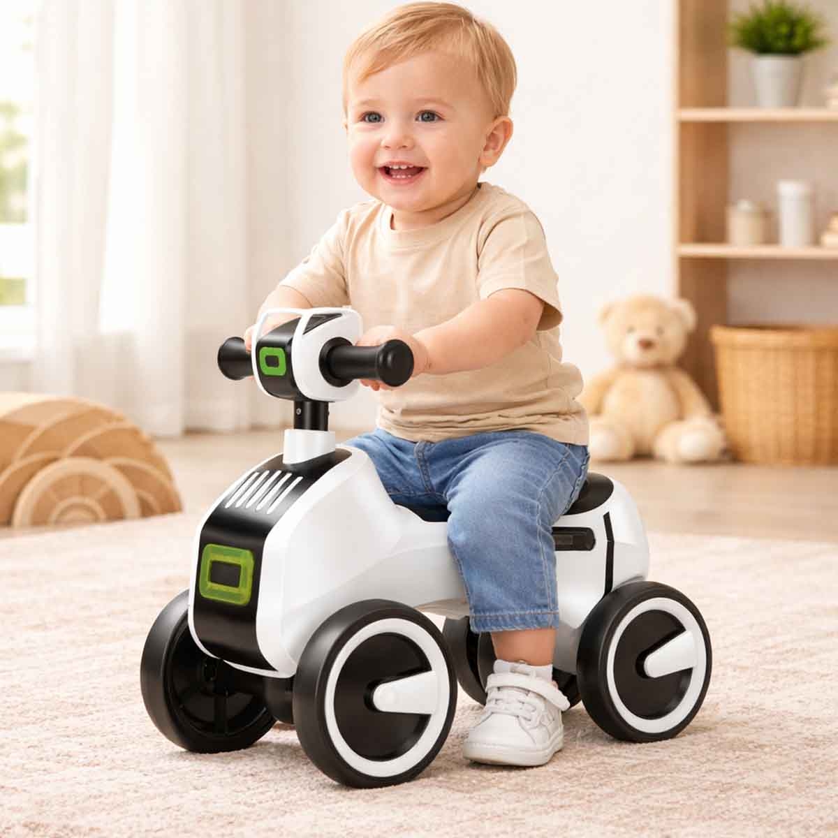 ستارمارز دراجة ركوب يدوية بإضاءة LED وموسيقى للأطفال للجنسين، 3-4 سنوات