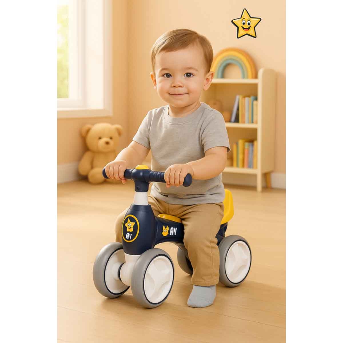 ستارمارز دراجة توازن ركوب يدوية للأطفال بلون كحلي للأطفال للجنسين، 3-4 سنوات