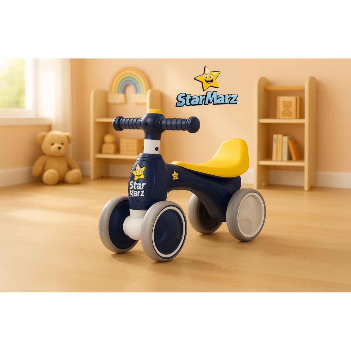 ستارمارز دراجة توازن ركوب يدوية للأطفال بلون كحلي للأطفال للجنسين، 3-4 سنوات