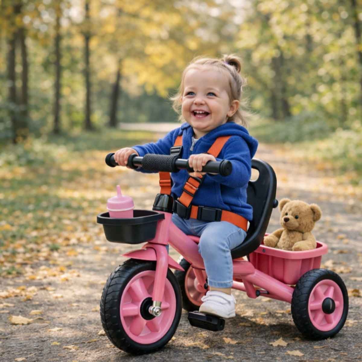 StarMarz Pink 3-Wheel Manual Ride-On Toy Tricycle Unisex, 3-4 Years