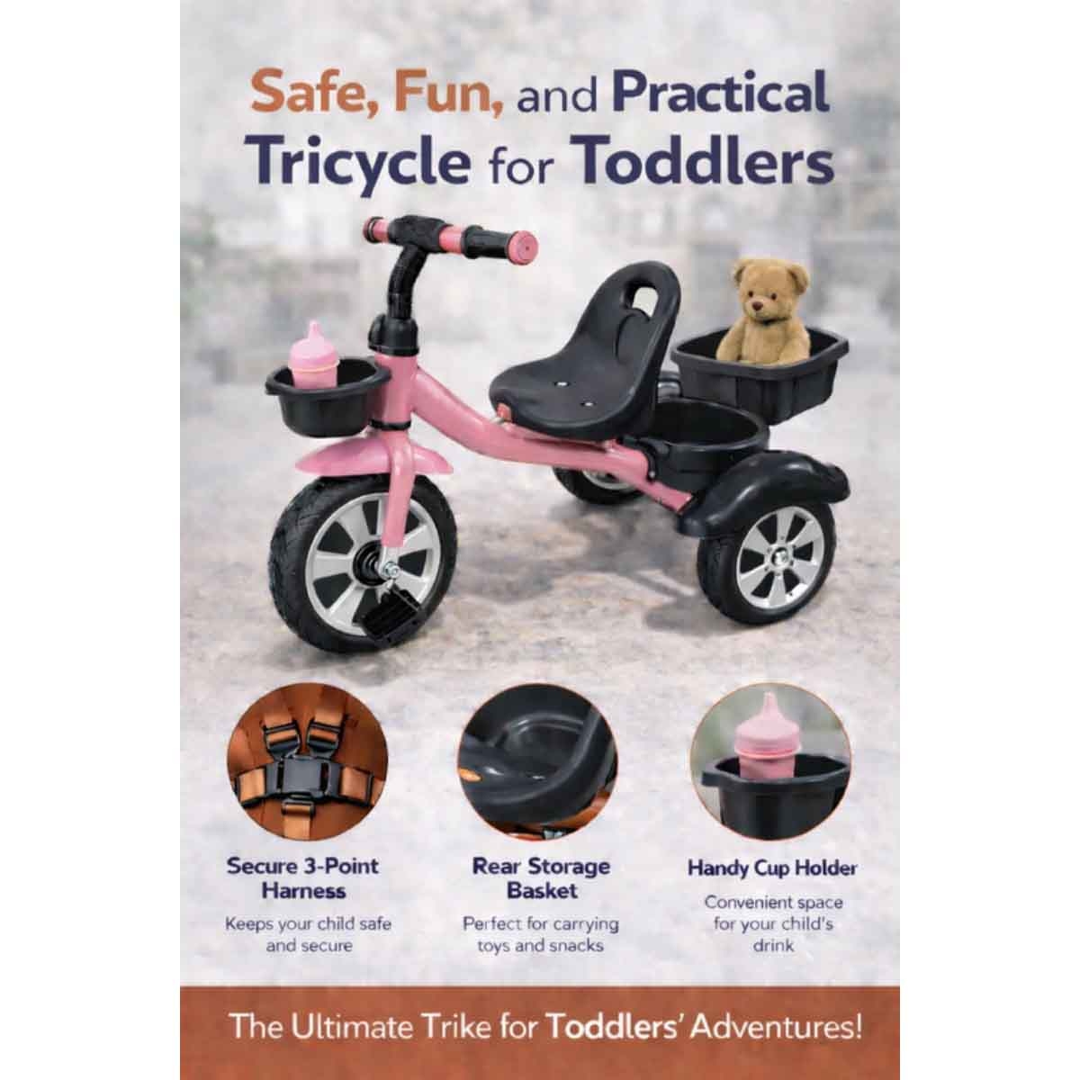 StarMarz 3-Wheel Manual Ride-On Tricycle Unisex, 3-4 Years
