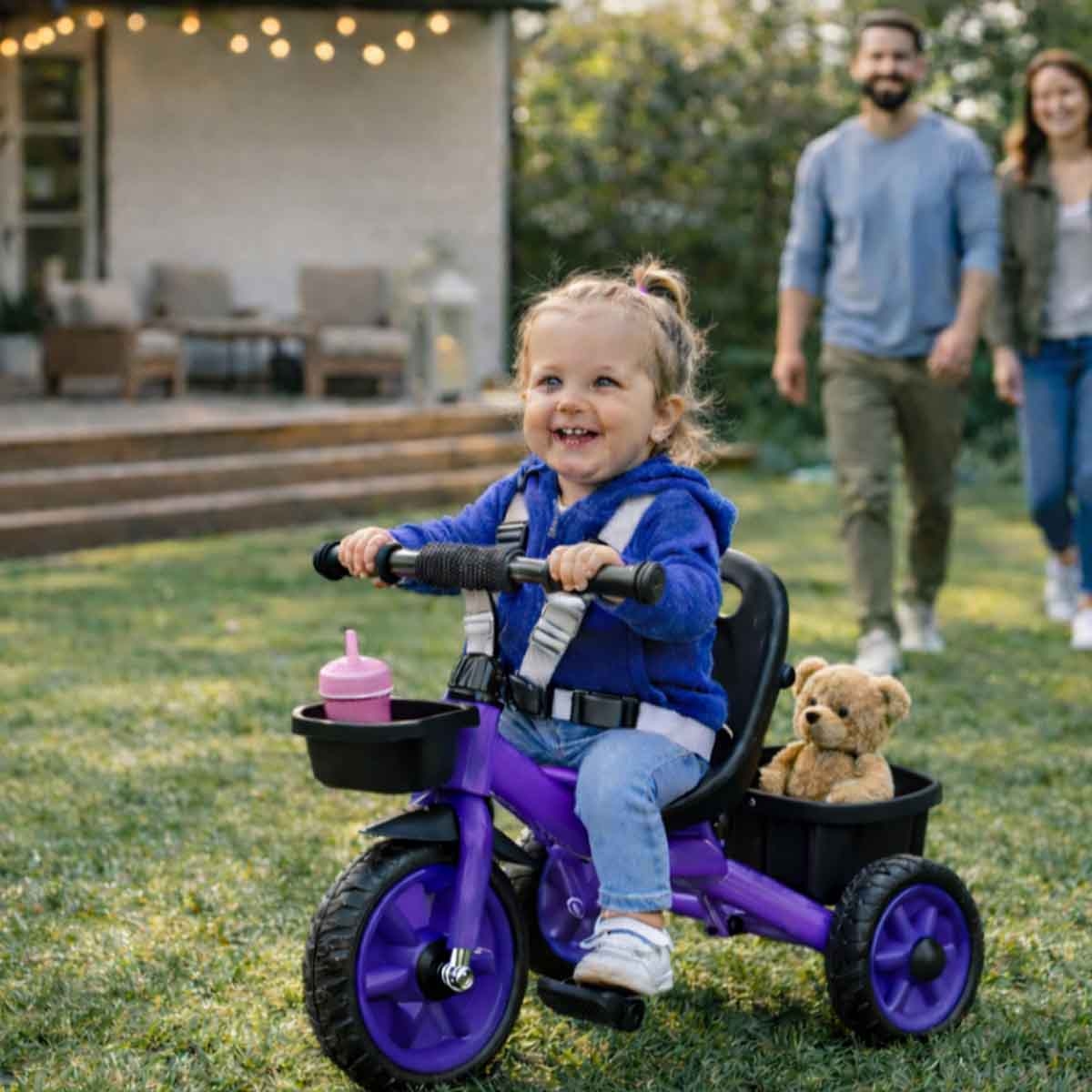 ستارمارز دراجة ثلاثية الألعاب للركوب اليدوي 3 عجلات باللون البنفسجي للأطفال للجنسين، 3-4 سنوات