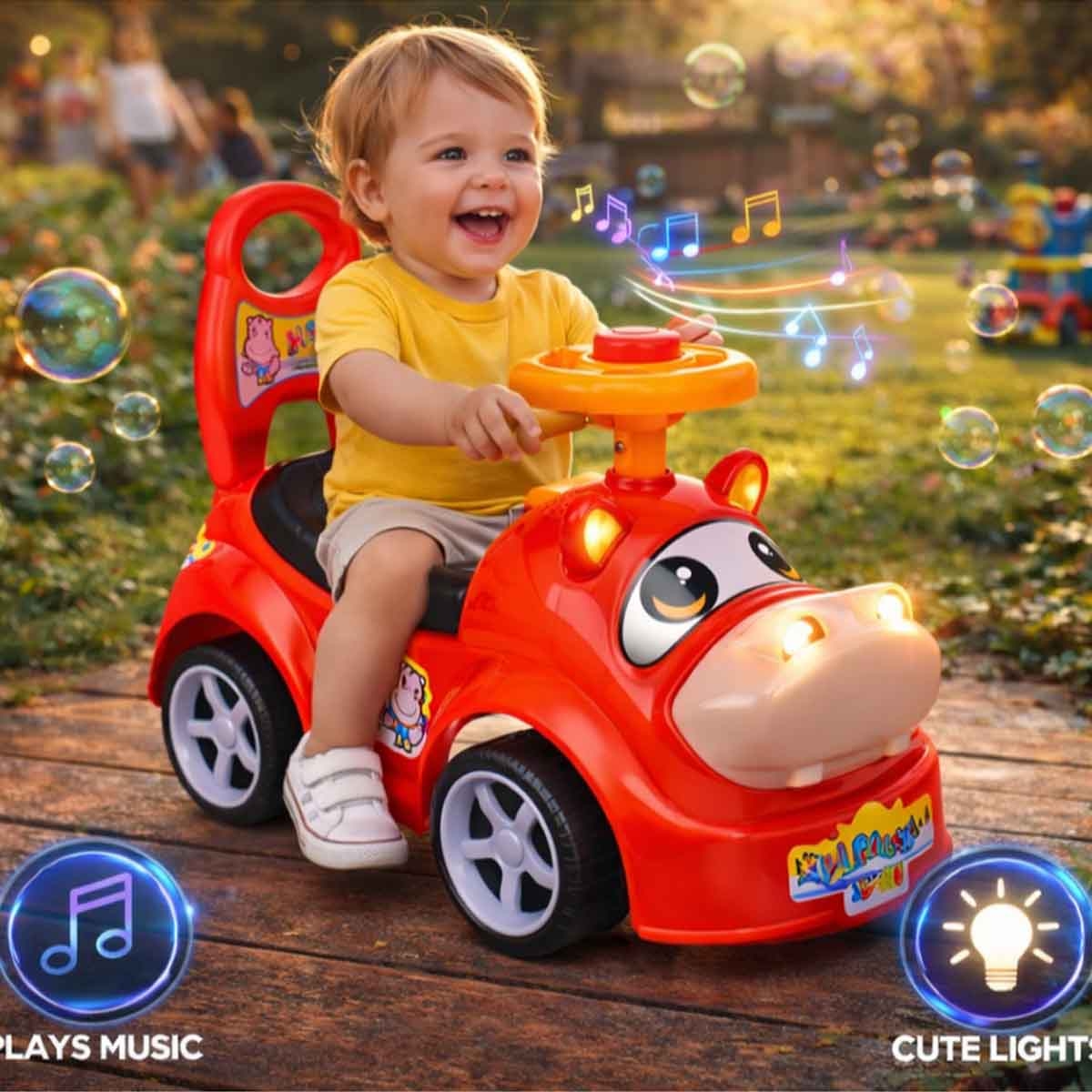 ستارمارز سيارة ركوب يدوية بتصميم حيواني أحمر للأطفال للجنسين، 3-4 سنوات