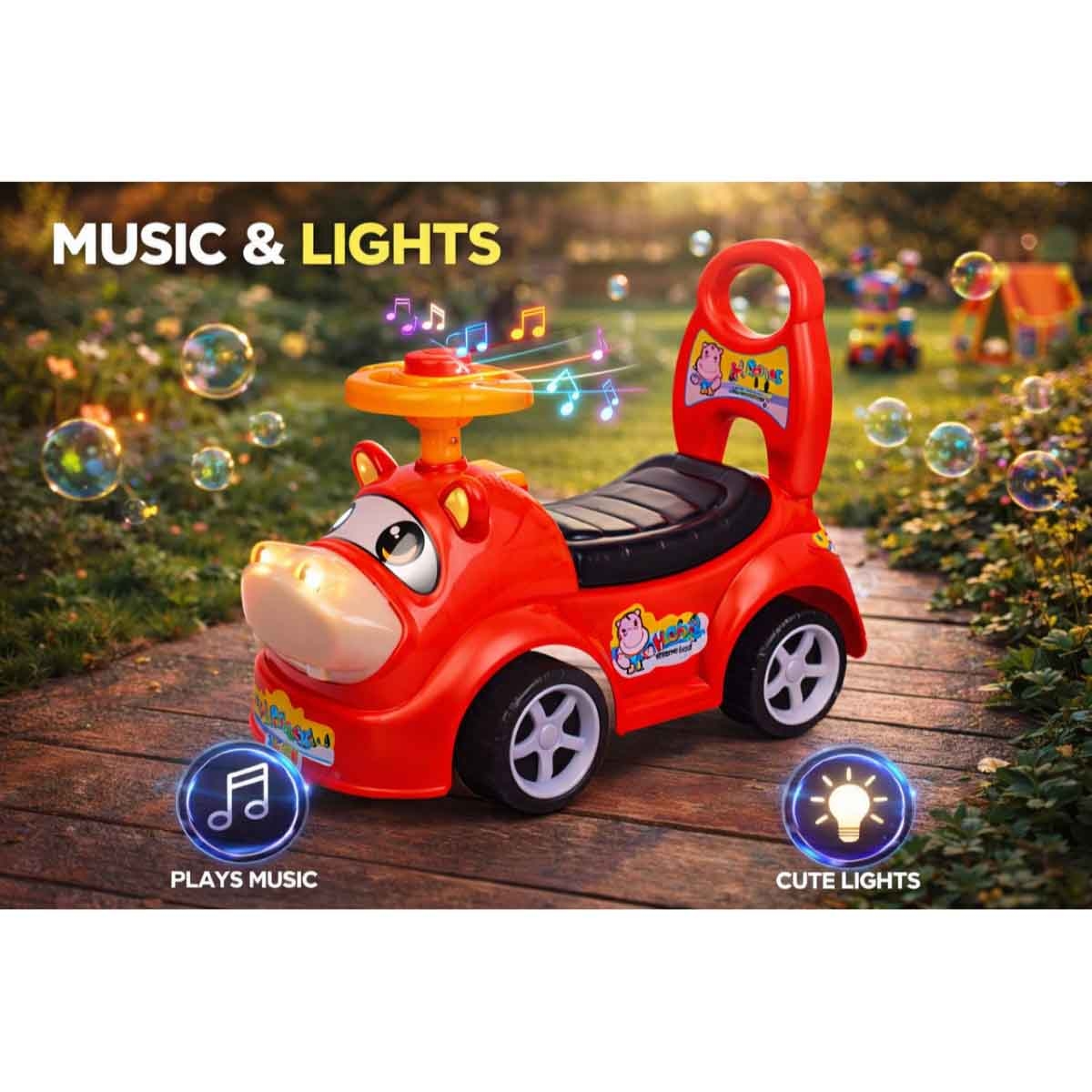 ستارمارز سيارة ركوب يدوية بتصميم حيواني أحمر للأطفال للجنسين، 3-4 سنوات