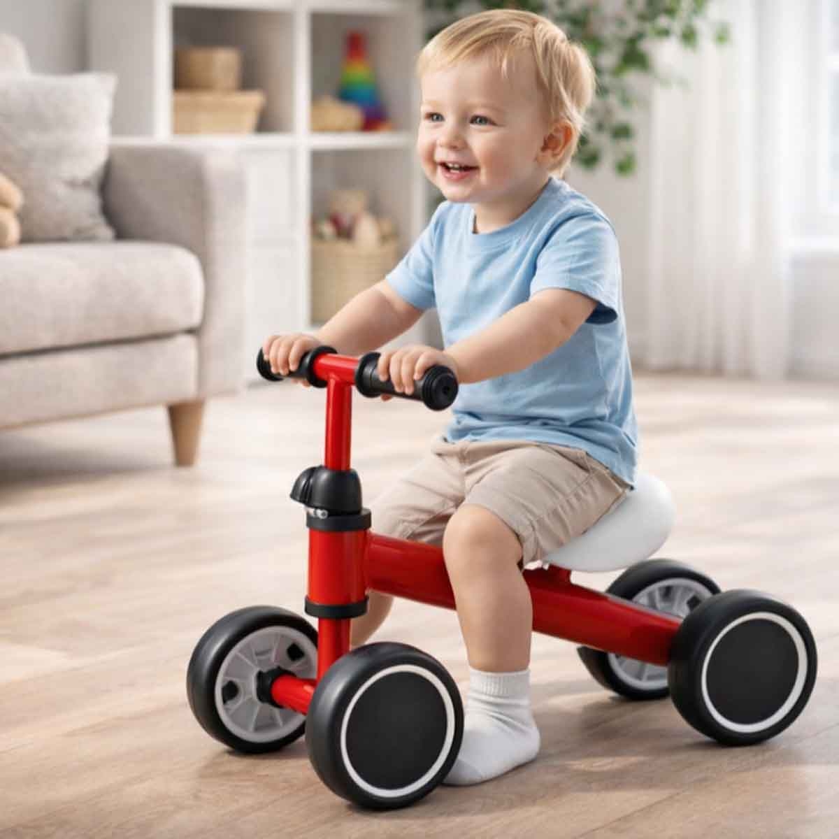 دراجة التوازن اليدوية للأطفال من ستار مارز، لون أحمر، للجنسين، من 3 إلى 4 سنوات