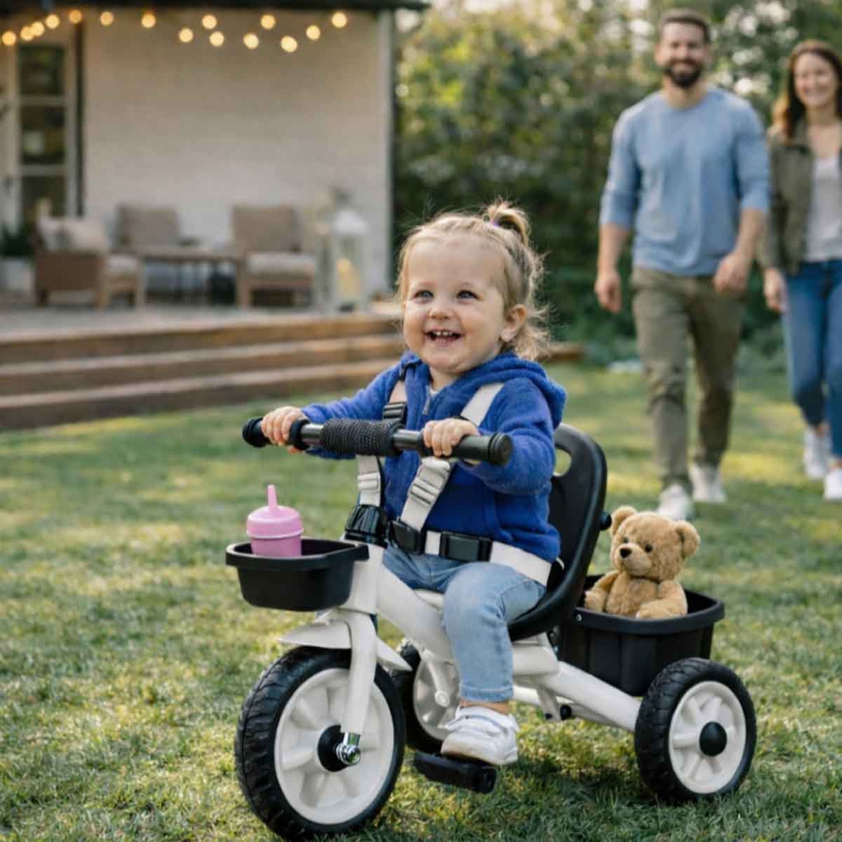 StarMarz White 3-Wheel Manual Ride-On Toy Tricycle Unisex, 3-4 Years