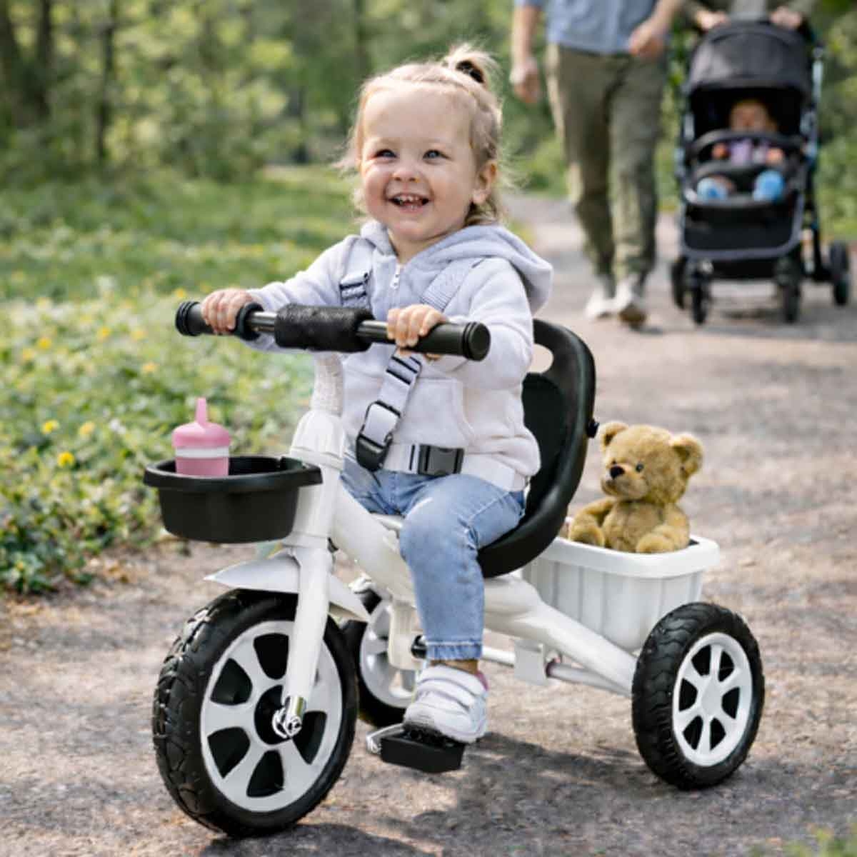 StarMarz White Kids 3-Wheel Manual Ride-On Tricycle Unisex, 3-4 Years