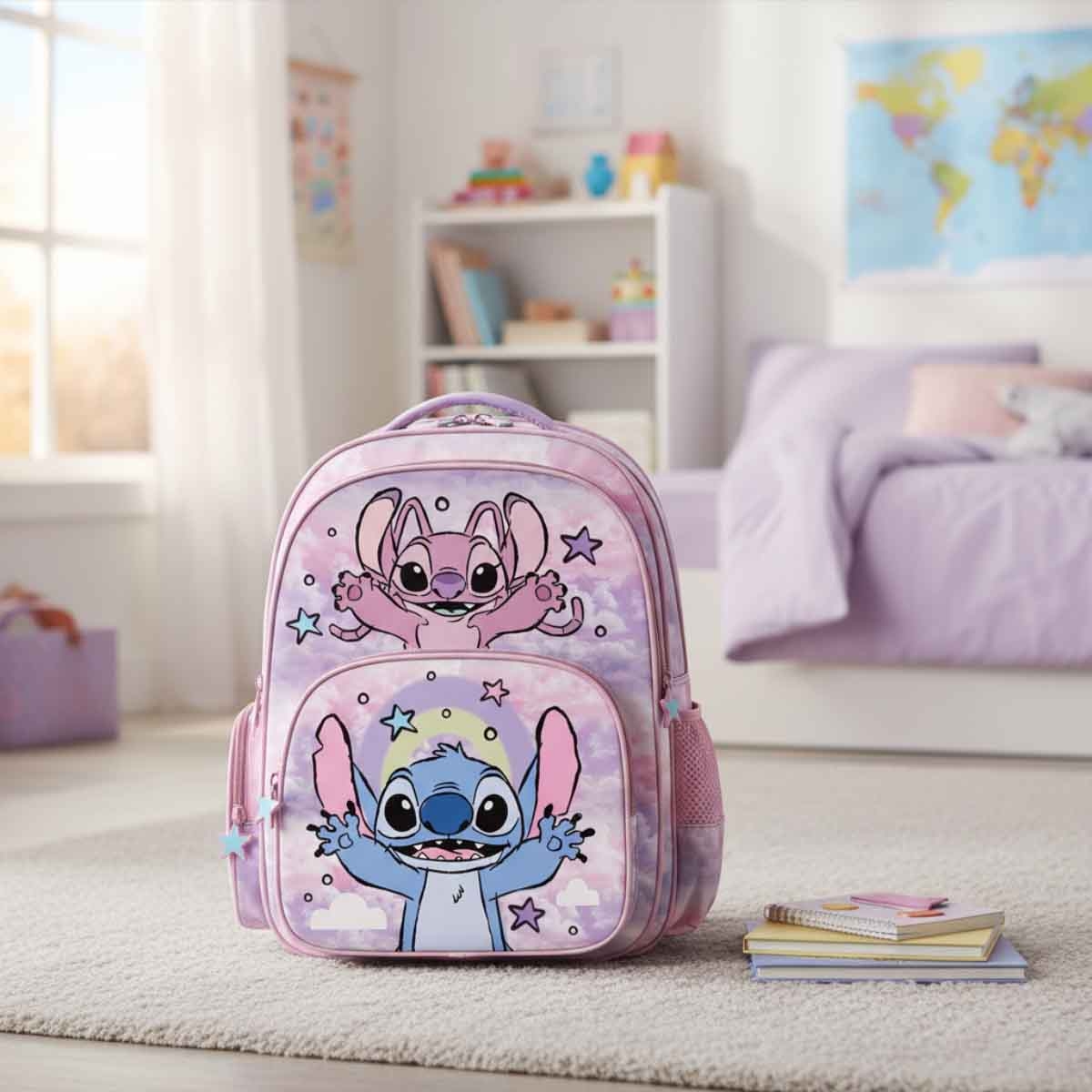 ليليو & ستيتش حقيبة ظهر ديزني بتصميم كرتوني مقاس 16 انش