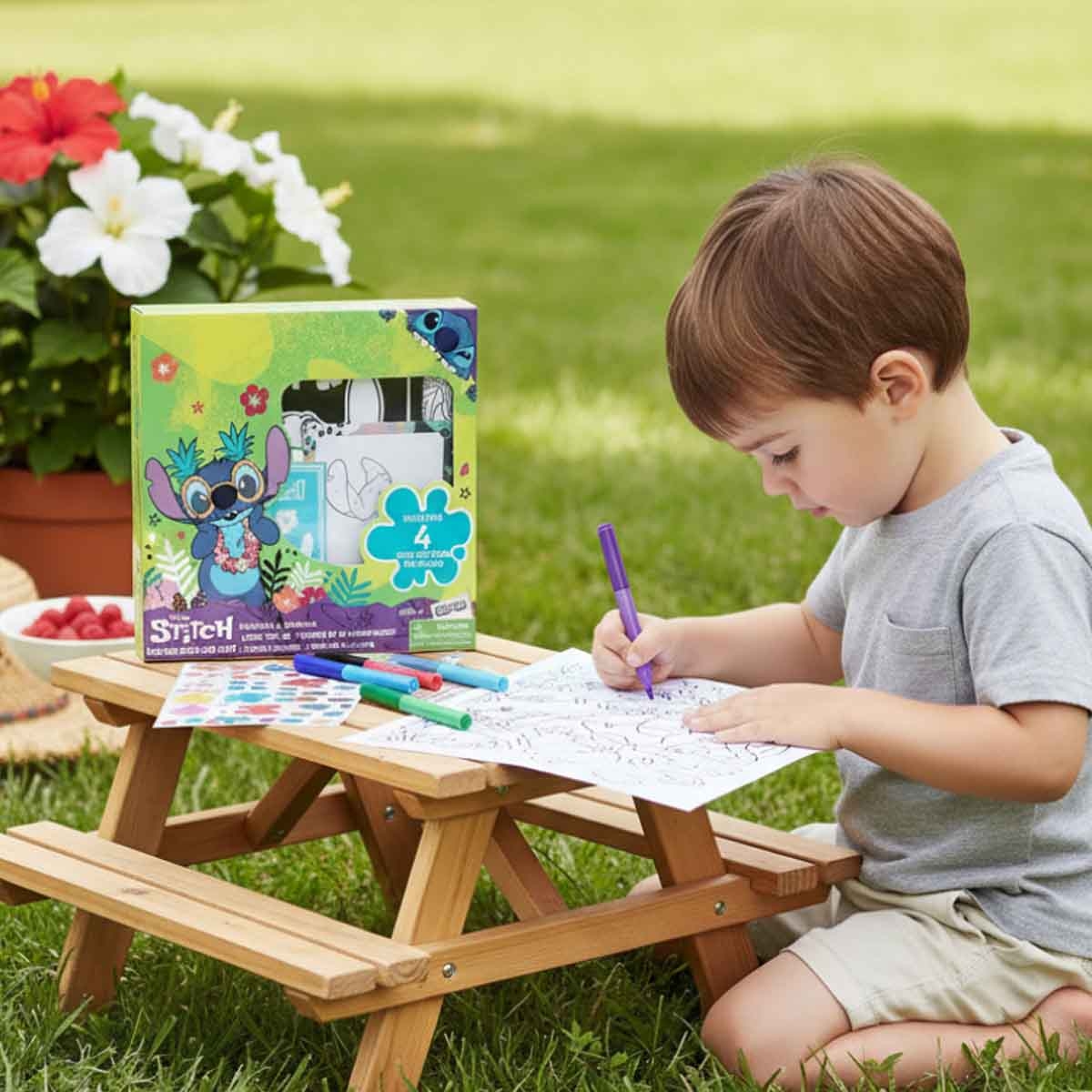 ديزني ستيتش كتاب تلوين وأنشطة مع أقلام شمع للأطفال بعمر 3-4 سنوات