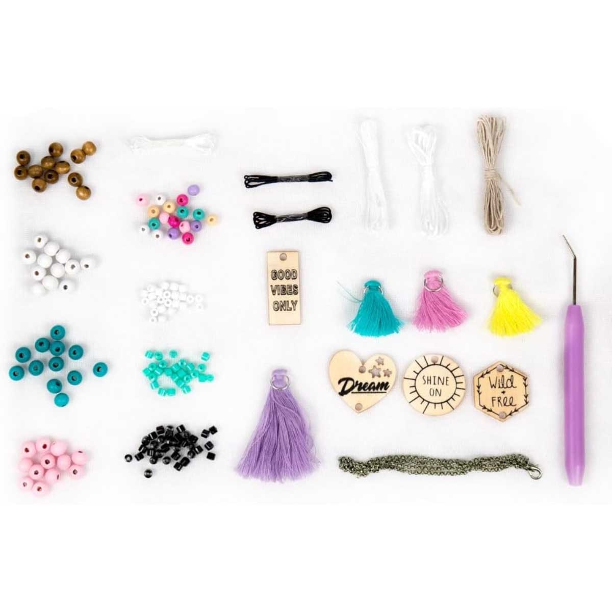 طقم صنع مجوهرات خشبية مزينة بشرابات من STMT، للبنات من 8 إلى 10 سنوات