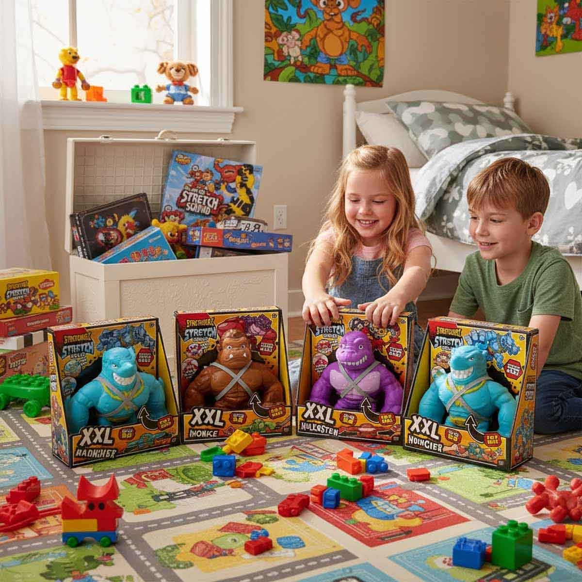 سترتشرز شخصية منوعة من مجموعة سترتش سكواد XXL للجنسين، من عمر 3-4 سنوات