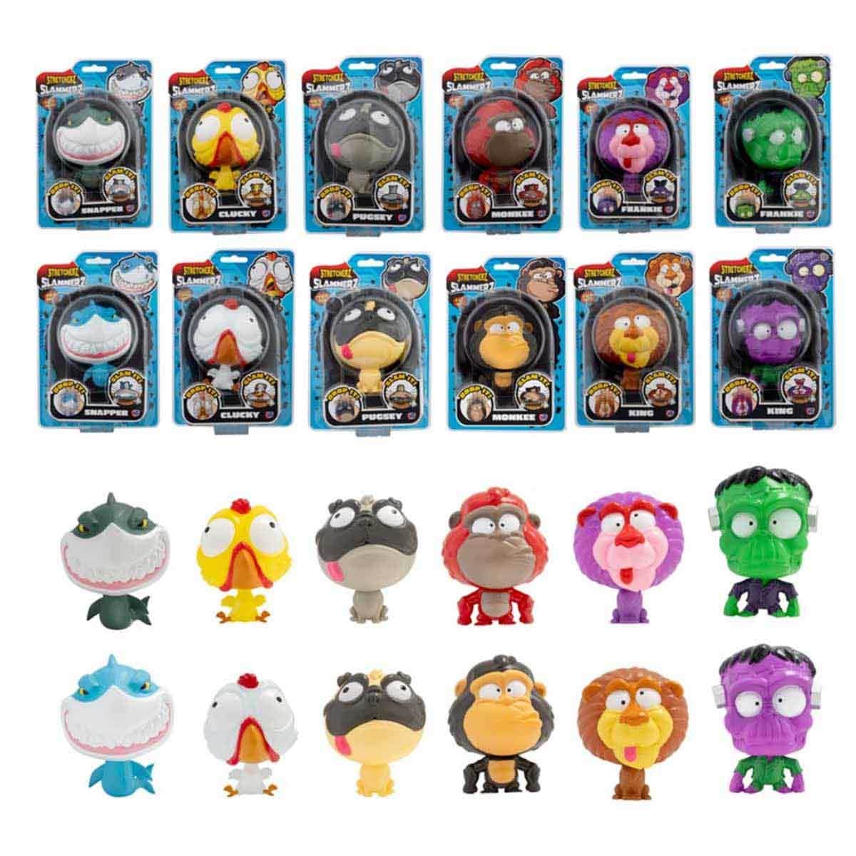 Stretcherz Street Assorted Smash Car & Electro-Stretch + Squad Dinos + Slammerz Action Figure Bundle
