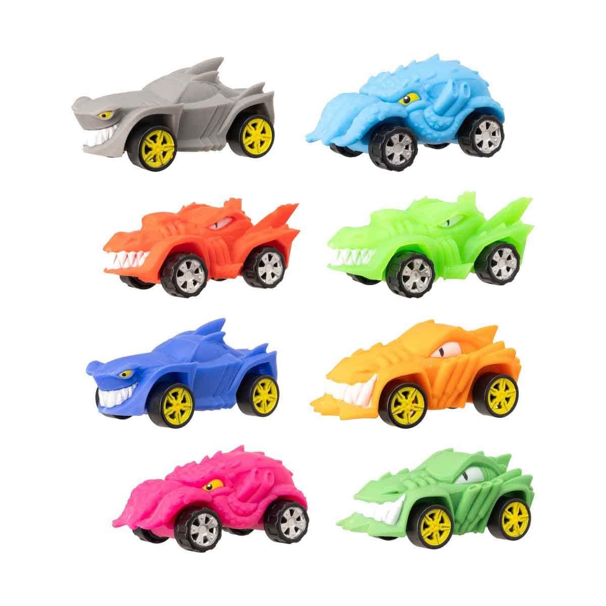 Stretcherz Street Assorted Smash Car & Electro-Stretch + Squad Dinos + Slammerz Action Figure Bundle