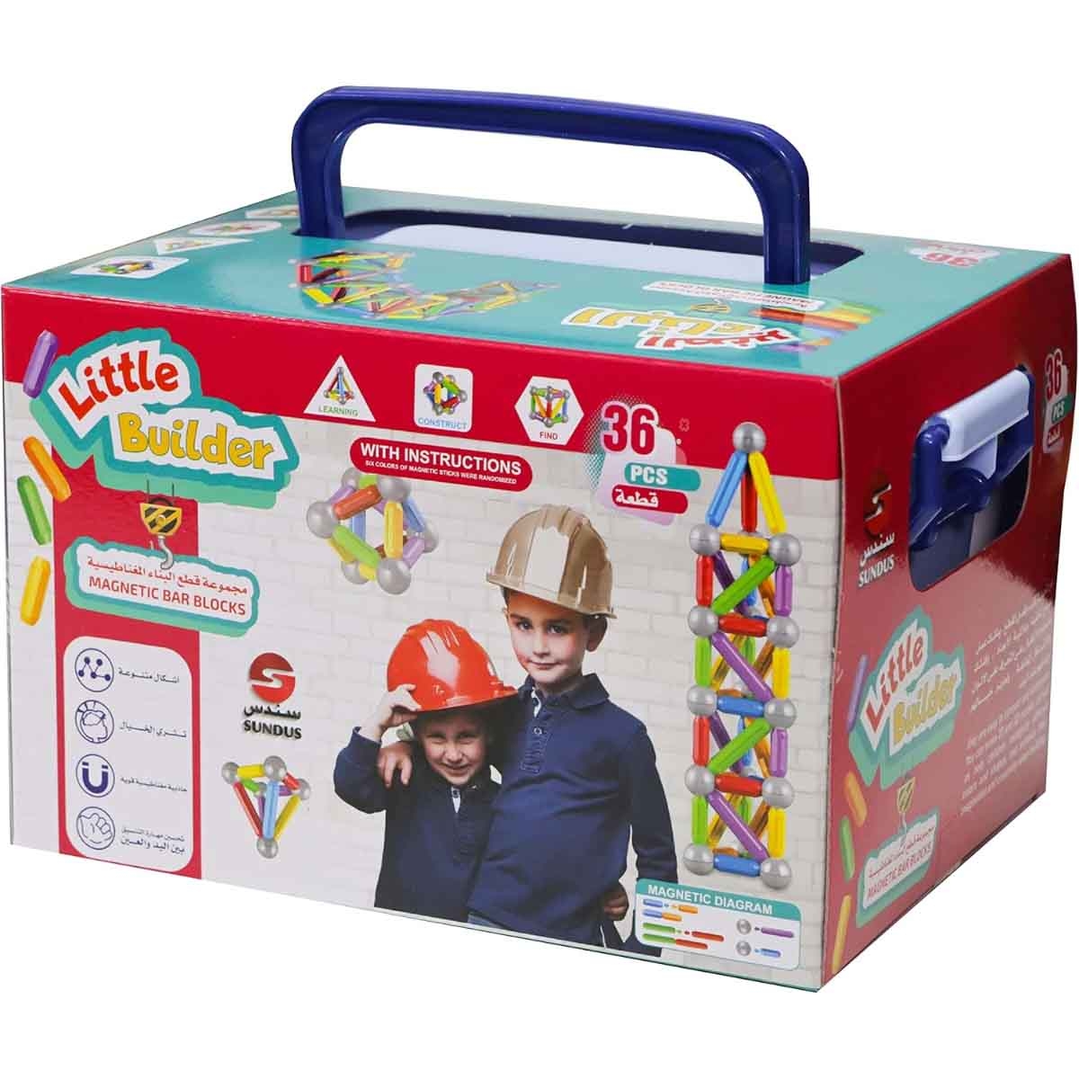 سندس مجموعة 36 قطعة بنّاء صغير مكعبات مغناطيسية