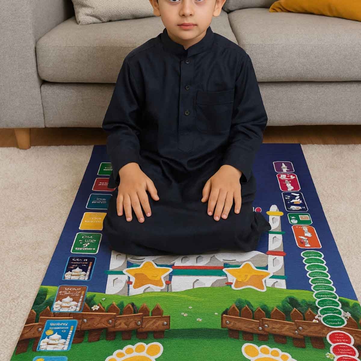 سندس مجموعة سجادة صلاة إلكترونية تعمل باللمس مع سجادة صلاة ابني