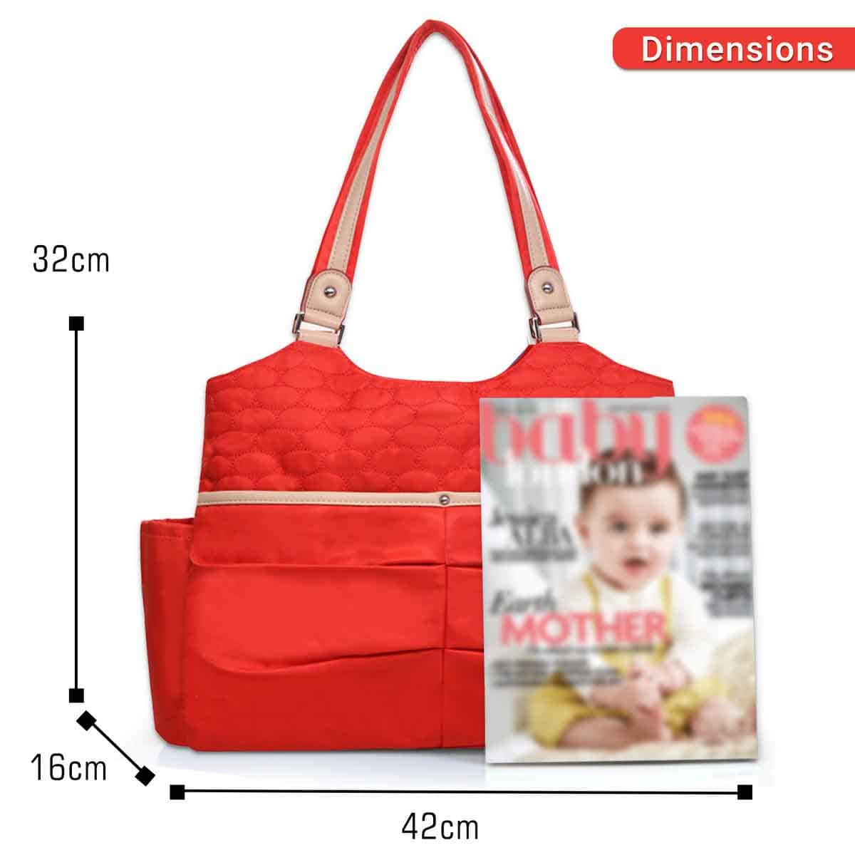 Sunveno 21.5L Fashion Diaper Tote Bag Red Toddler, 0-2 Years