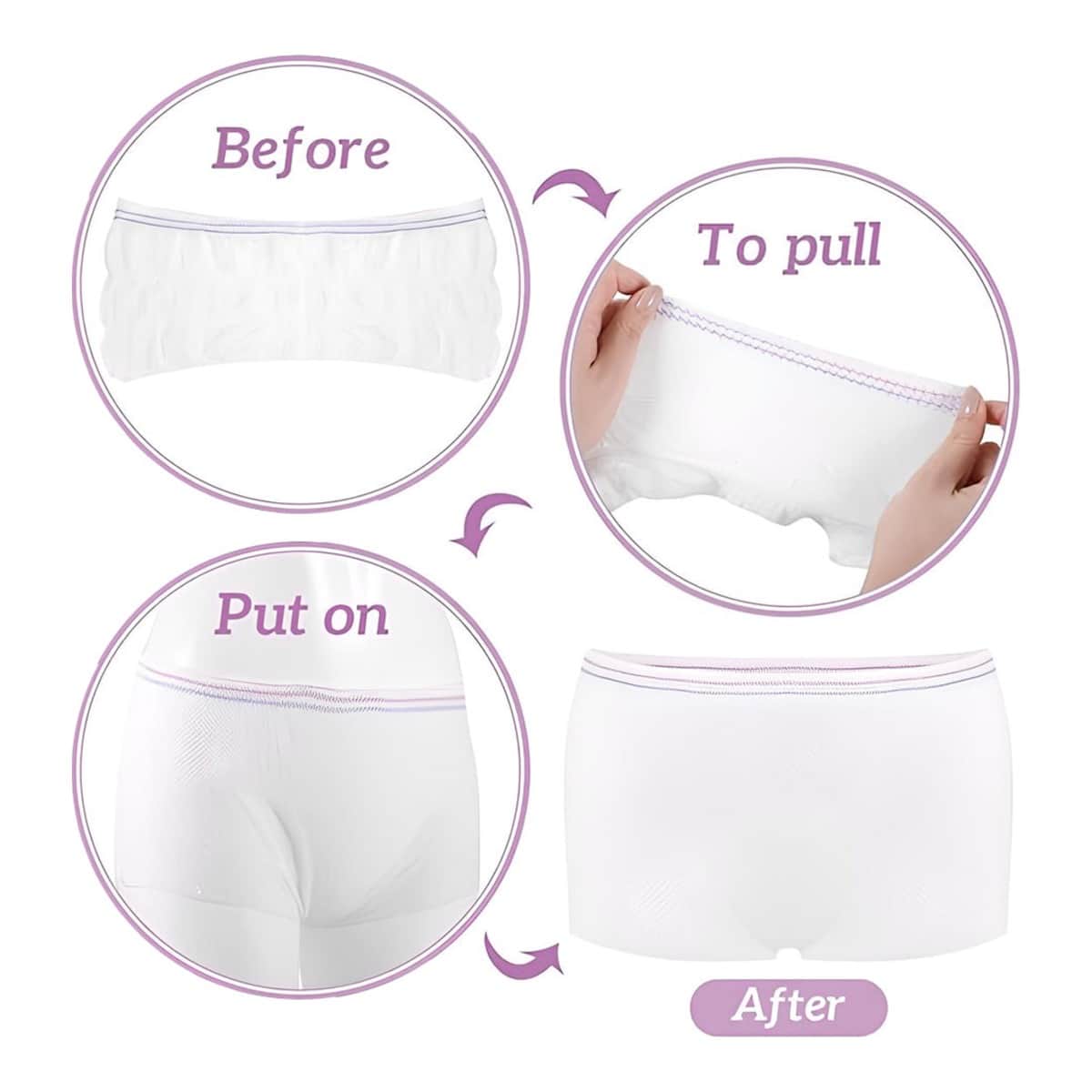 Sunveno 5-Piece L Postpartum Mesh Underwear Set