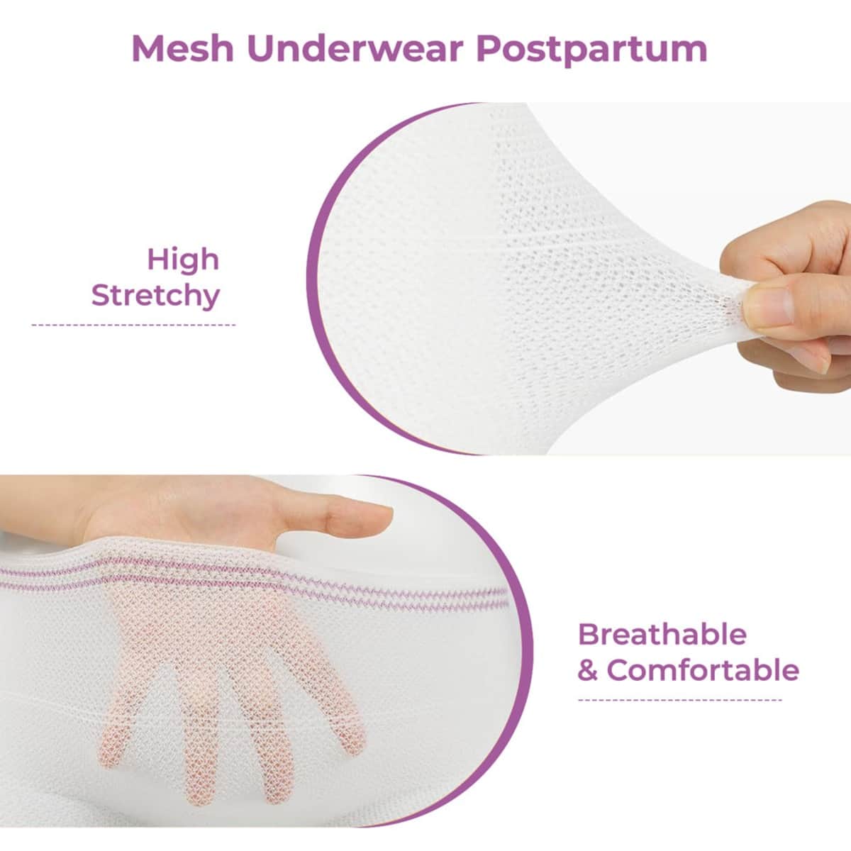 Sunveno 5-Piece L Postpartum Mesh Underwear Set