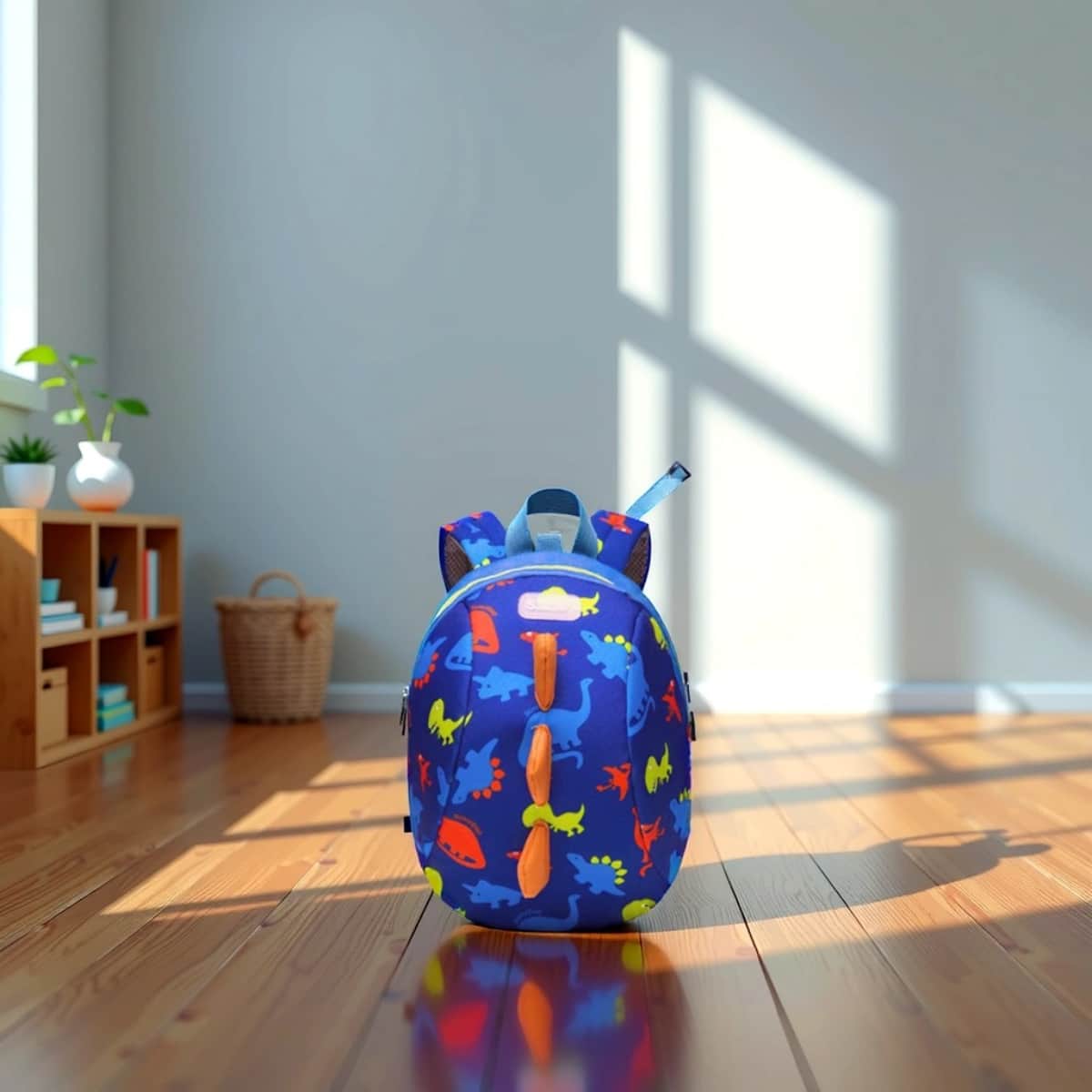 Sunveno Blue Large Dinosaur Printed Kids Backpack Unisex, 3-4 Years