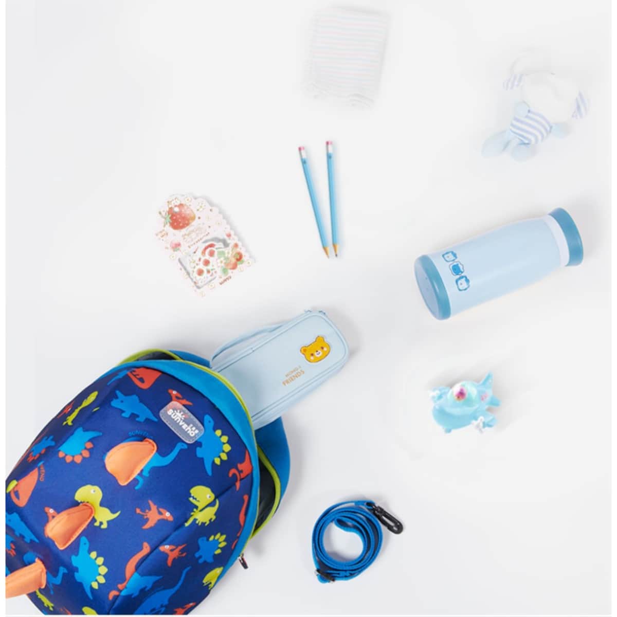 Sunveno Blue Large Dinosaur Printed Kids Backpack Unisex, 3-4 Years