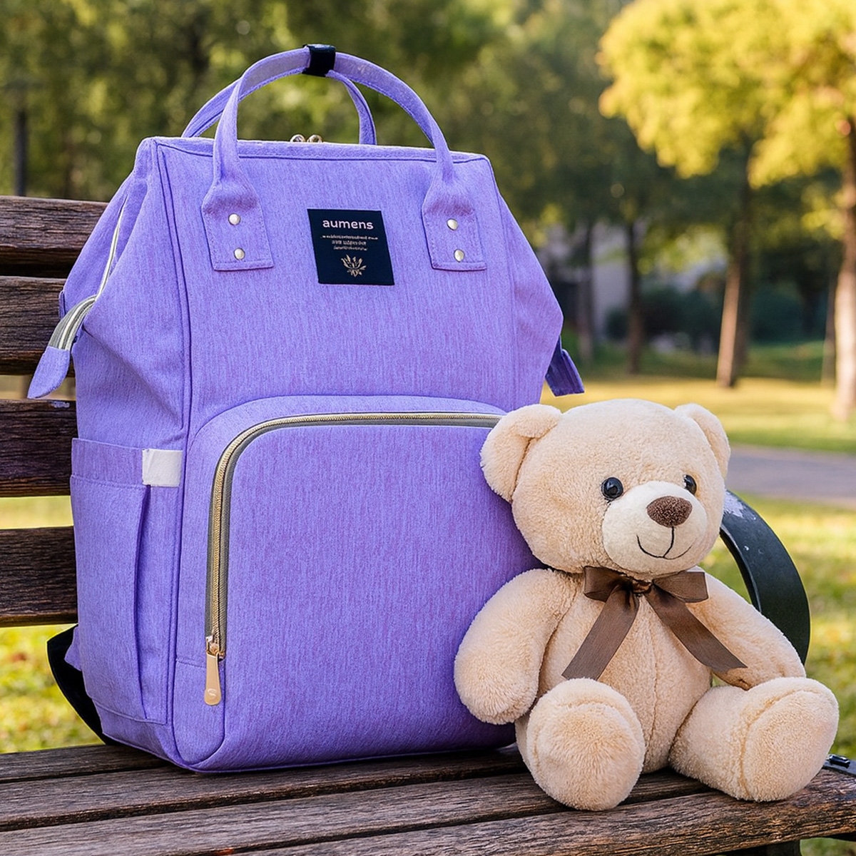 صنفينو حقيبة حفاضات باللون الأزرق والبنفسجي للأطفال