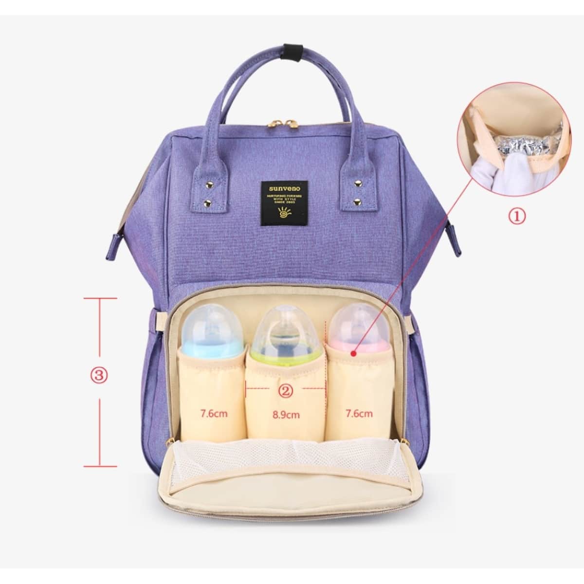 Sunveno Blue Purple Diaper Bag Toddler