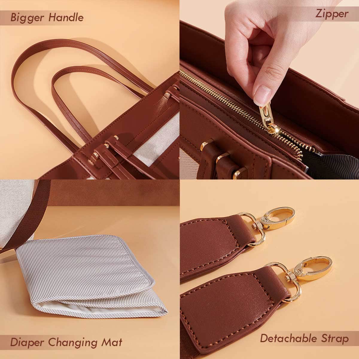 Sunveno Brown La Mode Premium Diaper Bag