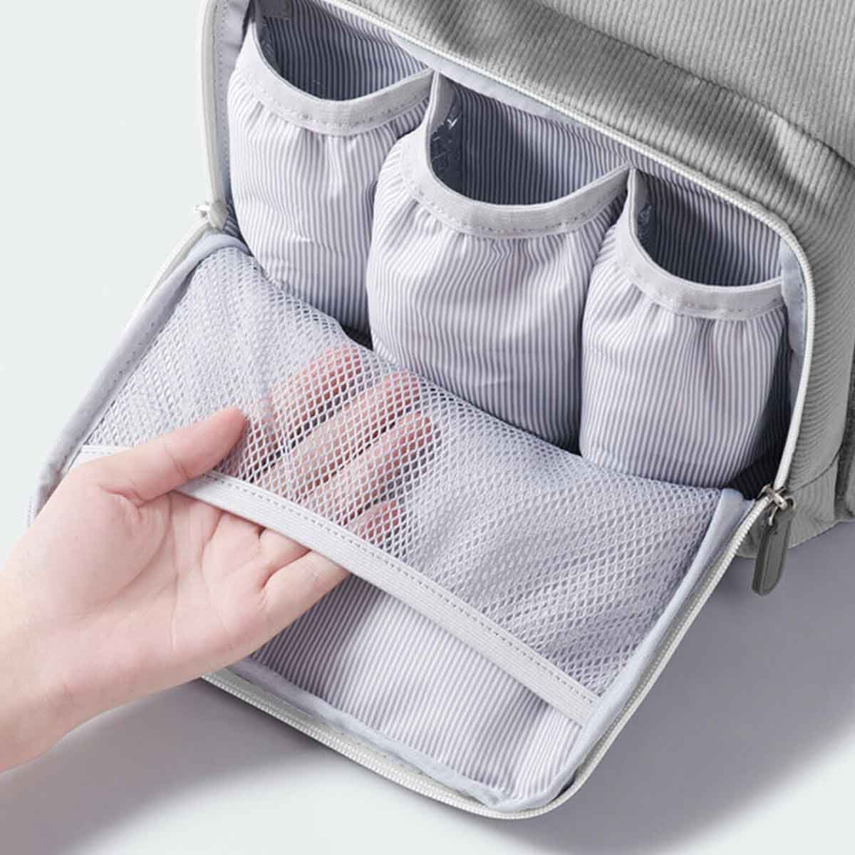 صنفينو حقيبة حفاضات كوردروي باللون الرمادي