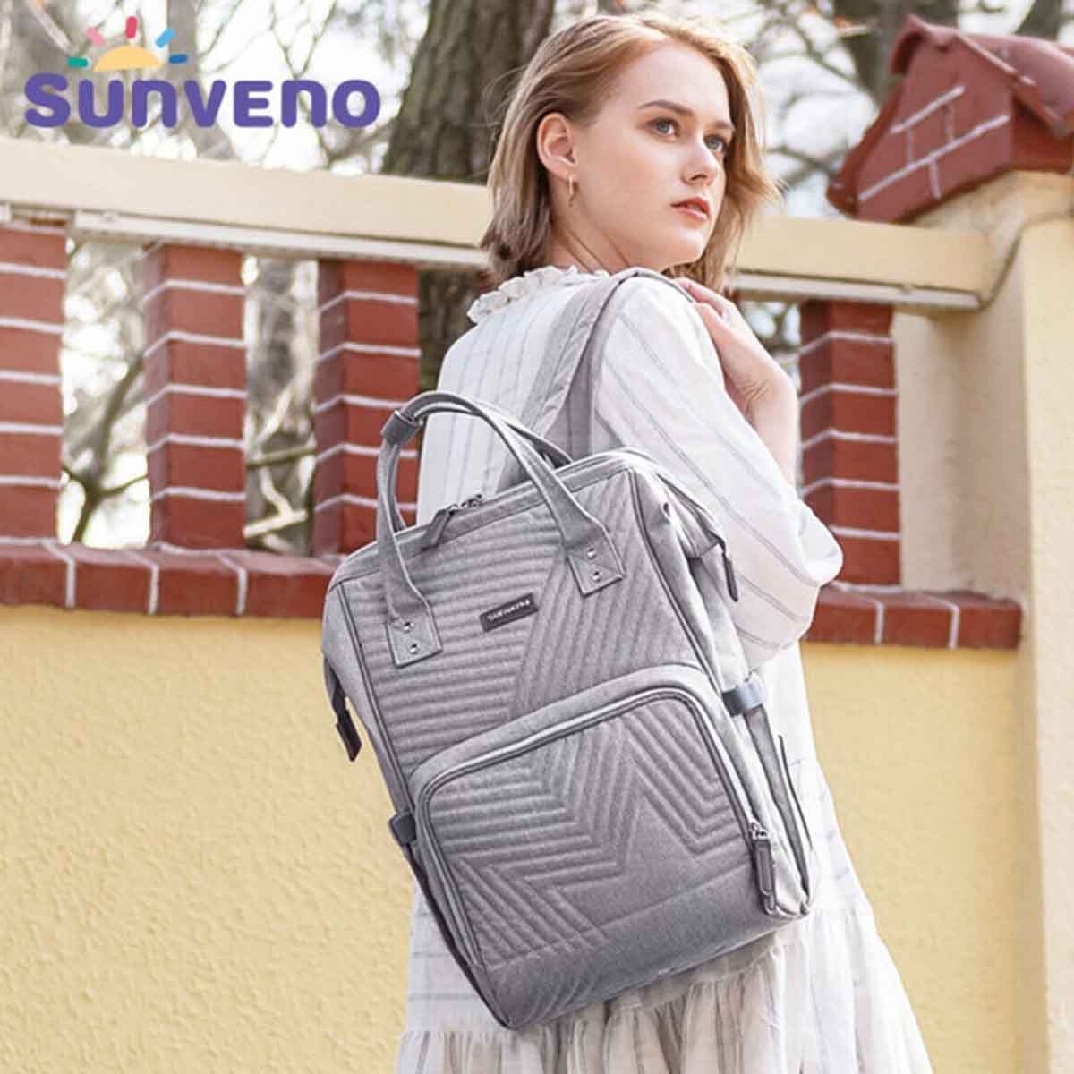 Sunveno Nova Grey Diaper Bag & Diaper Caddy Combo