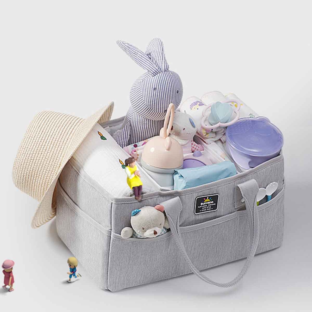 Sunveno Nova Grey Diaper Bag & Diaper Caddy Combo