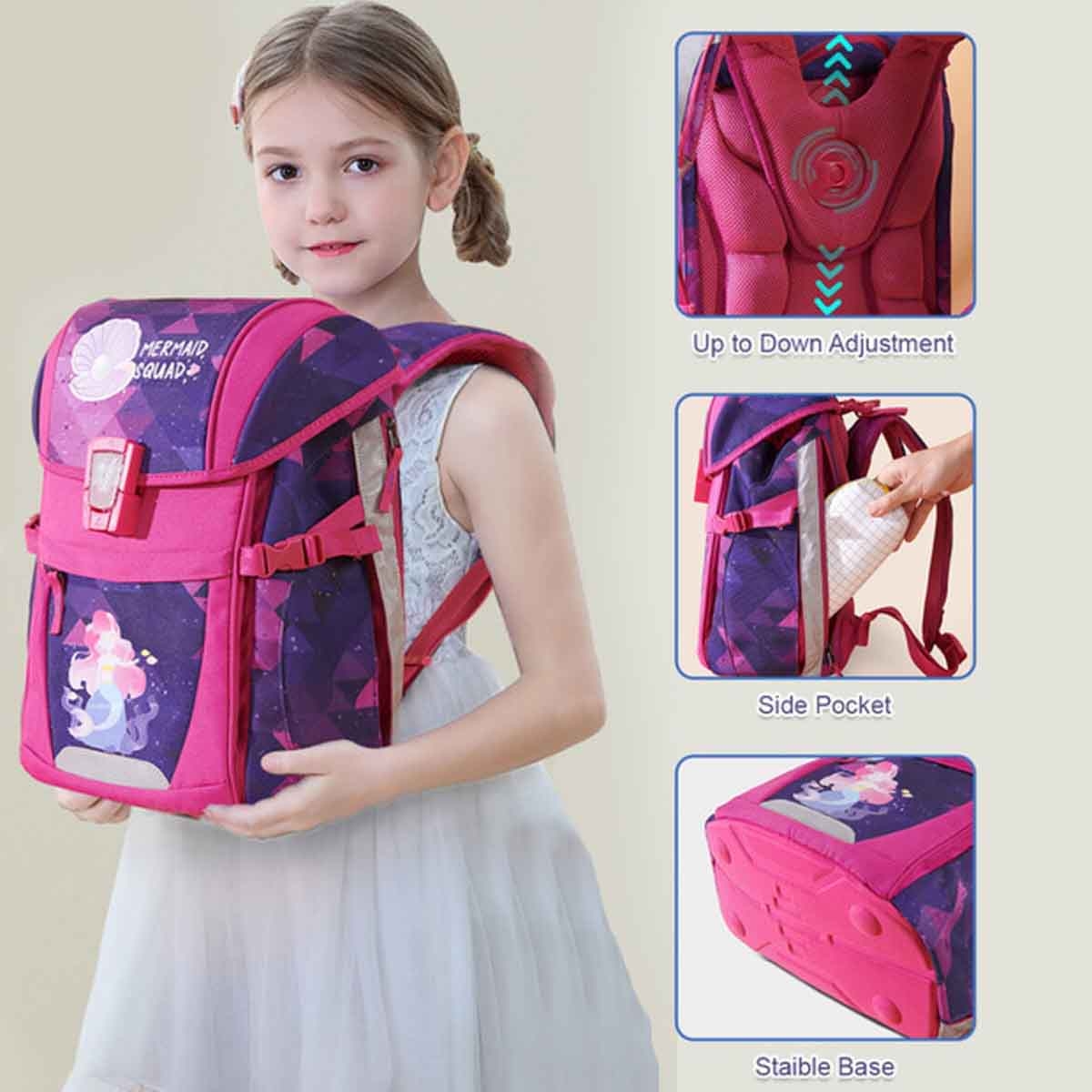 Sunveno Pink Mermaid Ergonomic School Bag